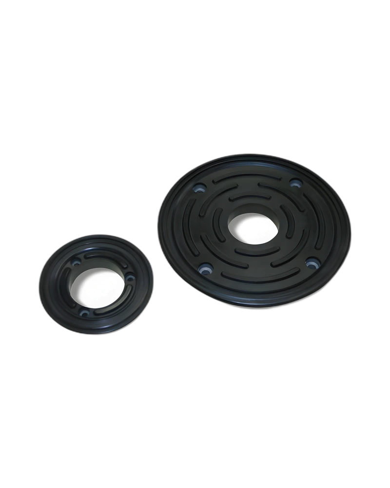 Flat round vacuum cups with vulcanised support, for clamping glass and marble